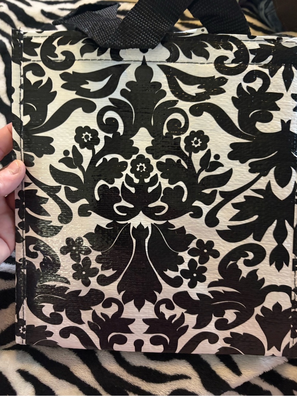 Black and White Damask Mini Bag insulated lunch tote